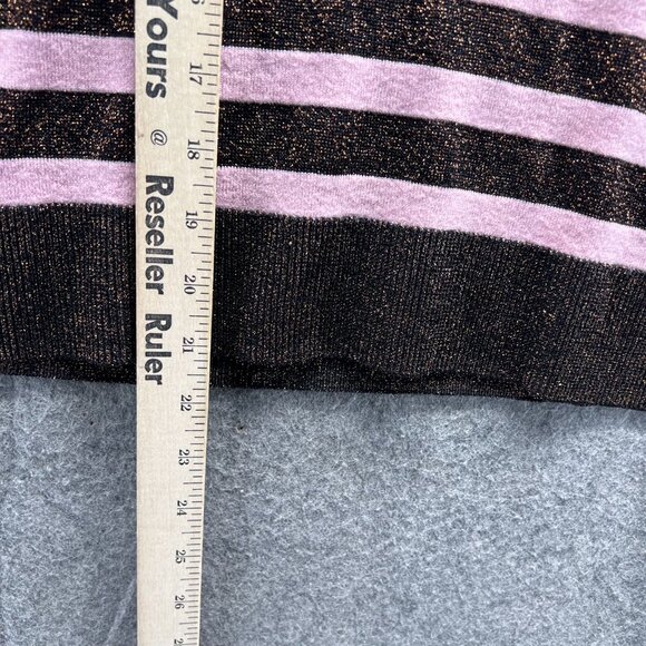 Rag & bone Sweatshirt Womens XS Black Pink Metallic Striped Pullover Knit Wool - Picture 6 of 10